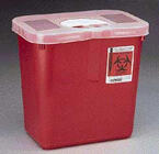 red Biohazardous Sharps container